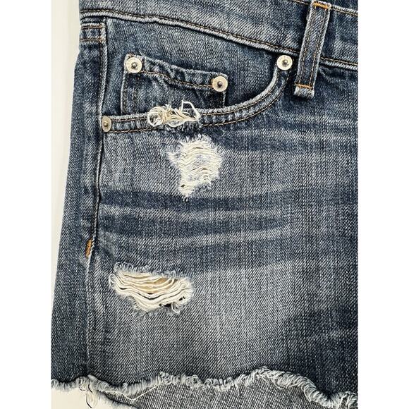 rag & bone / JEAN The Mila Short Moss w/ Holes Distressed Denim Cutoff Shorts 29 - Picture 11 of 12
